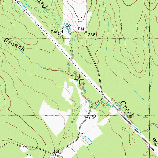 Topographic Map of Mathis Branch, TX