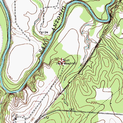 Topographic Map of Matt Windmill, TX