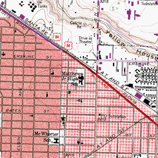 Topographic Map of Matthews Junior High School, TX