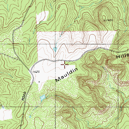 Topographic Map of Mauldin Hills, TX