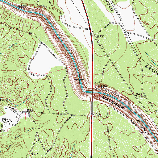 Topographic Map of Maverick Irrigation District Canal, TX