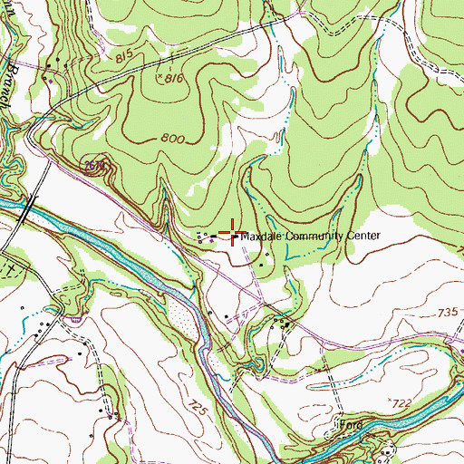 Topographic Map of Maxdale Community Center, TX