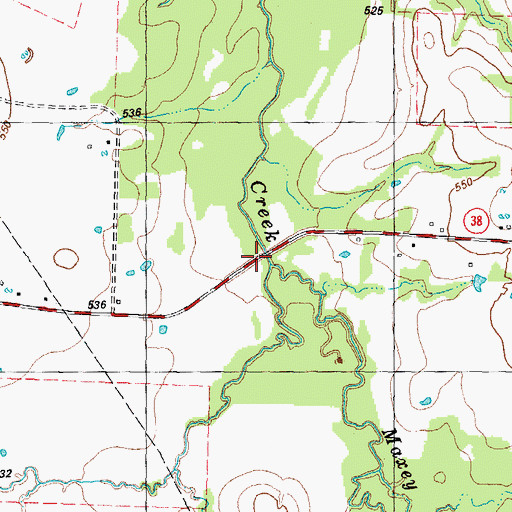 Topographic Map of Maxey Creek, TX