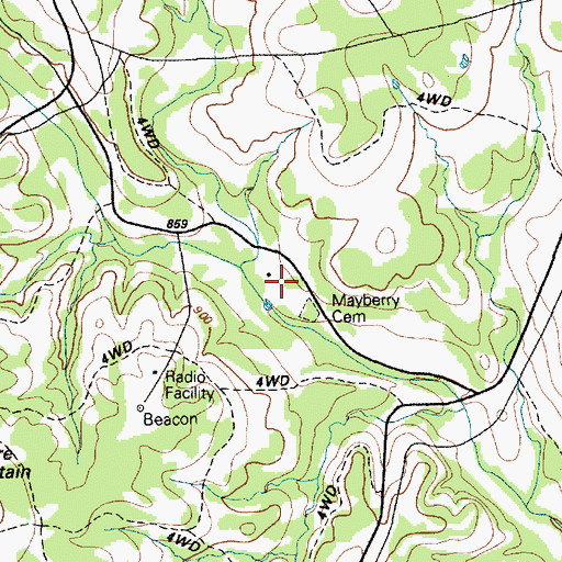 Topographic Map of Mayberry Cemetery, TX