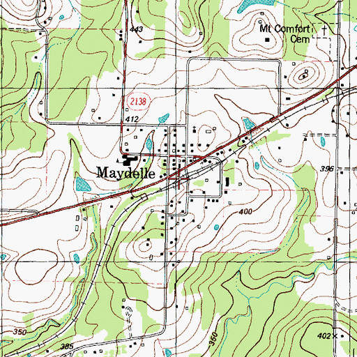 Topographic Map of Maydelle, TX
