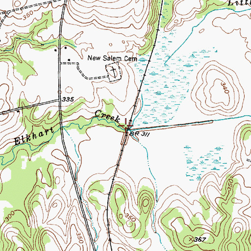Topographic Map of Mayes Branch, TX