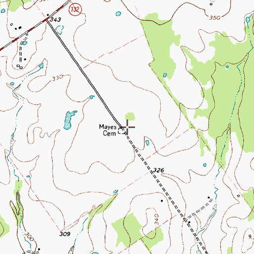 Topographic Map of Mayes Cemetery, TX