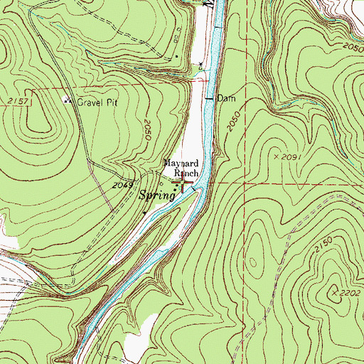 Topographic Map of Maynard Ranch, TX