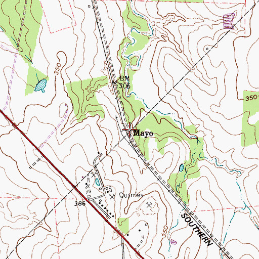 Topographic Map of Mayo, TX