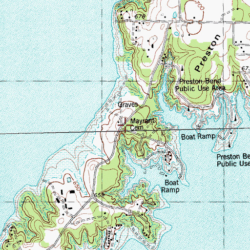 Topographic Map of Mayrant Cemetery, TX