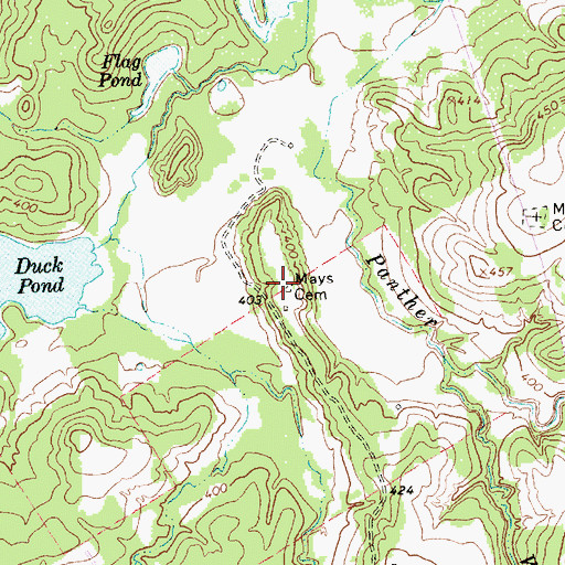 Topographic Map of Mays Cemetery, TX