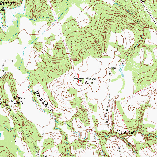 Topographic Map of Mays Cemetery, TX
