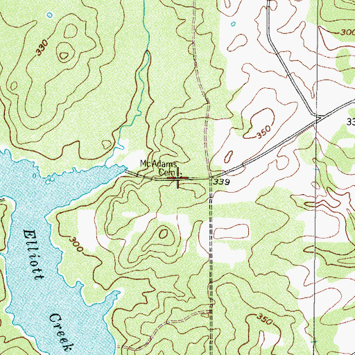 Topographic Map of McAdams Cemetery, TX