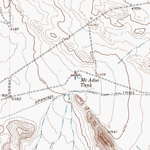 Topographic Map of McAdoo Tank, TX