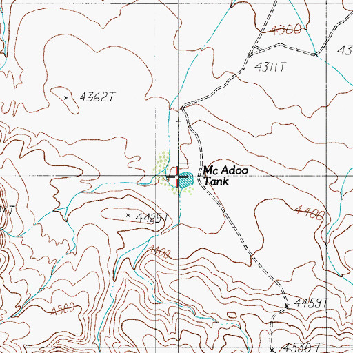 Topographic Map of McAdoo Tank, TX