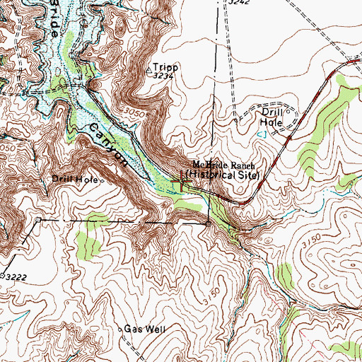 Topographic Map of McBride Ranch Historical Site, TX