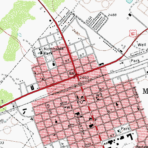 Topographic Map of McCamey, TX