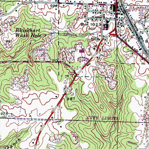 Topographic Map of Phil Campbell Church of God, AL