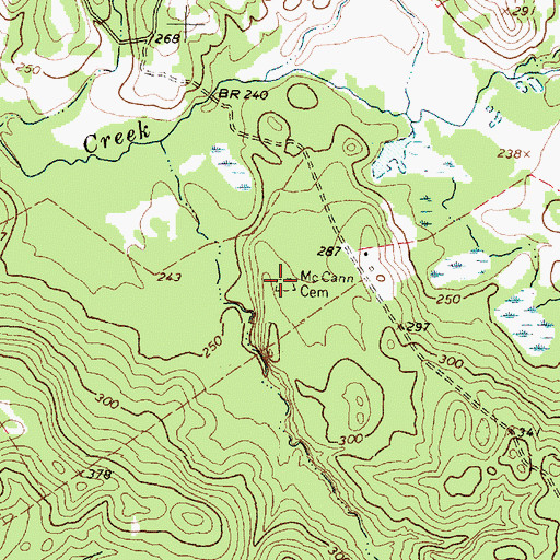 Topographic Map of McCann Cemetery, TX