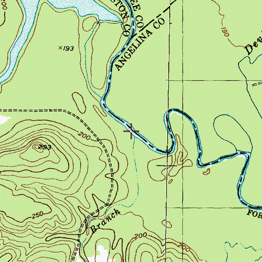 Topographic Map of McCombe Branch, TX
