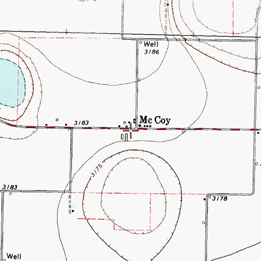 Topographic Map of McCoy, TX
