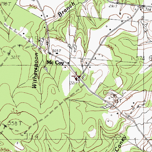 Topographic Map of McCoy Church, TX