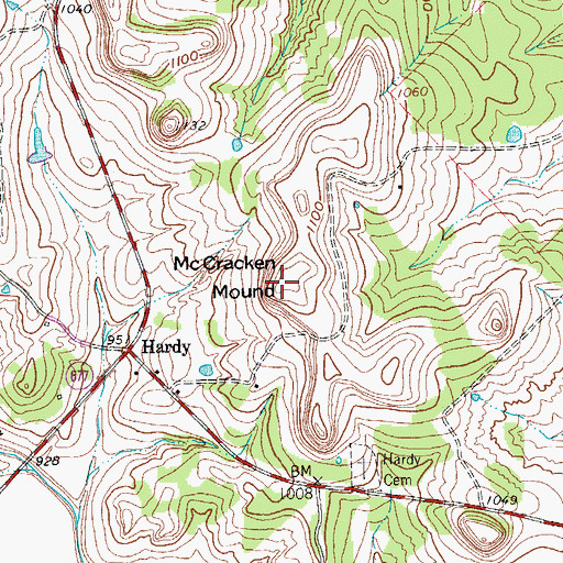 Topographic Map of McCracken Mound, TX