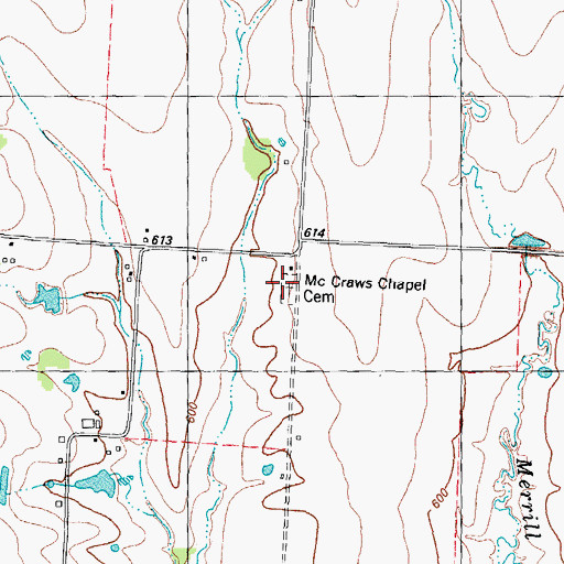 Topographic Map of McCraw Chapel, TX