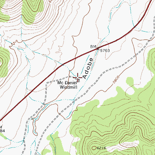 Topographic Map of McDaniel Windmill, TX