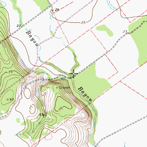 Topographic Map of McDonough Bayou, TX