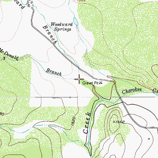 Topographic Map of McDonald Branch, TX