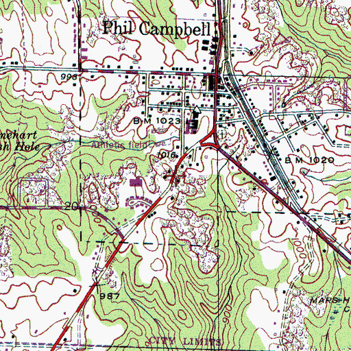 Topographic Map of Phil Campbell Medical Clinic, AL