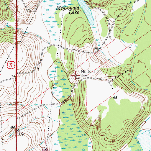 Topographic Map of McDonald Cemetery, TX