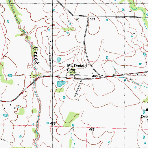 Topographic Map of McDonald Cemetery, TX