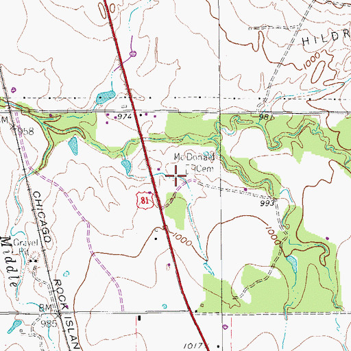 Topographic Map of McDonald Cemetery, TX