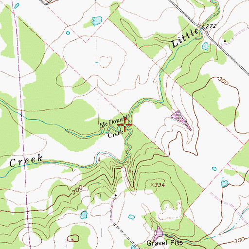 Topographic Map of McDonald Creek, TX
