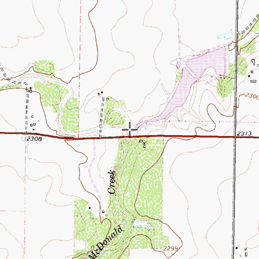 Topographic Map of McDonald Creek, TX