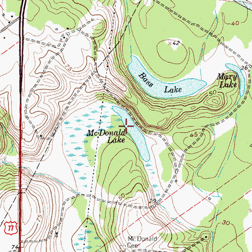 Topographic Map of McDonough Lake, TX