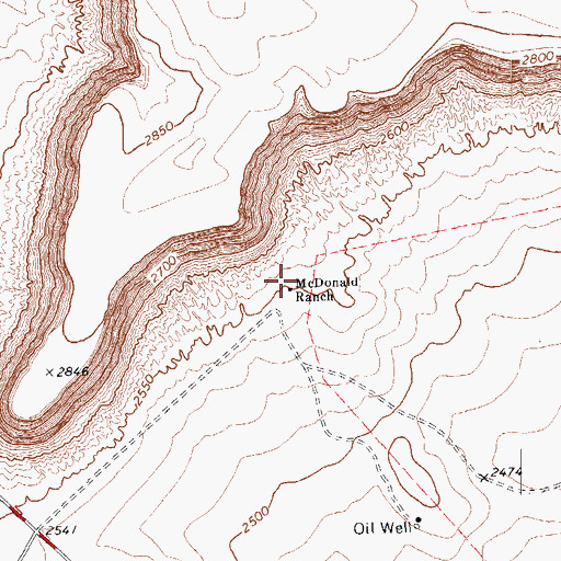 Topographic Map of McDonald Ranch, TX
