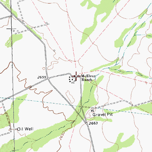 Topographic Map of McElroy Ranch, TX