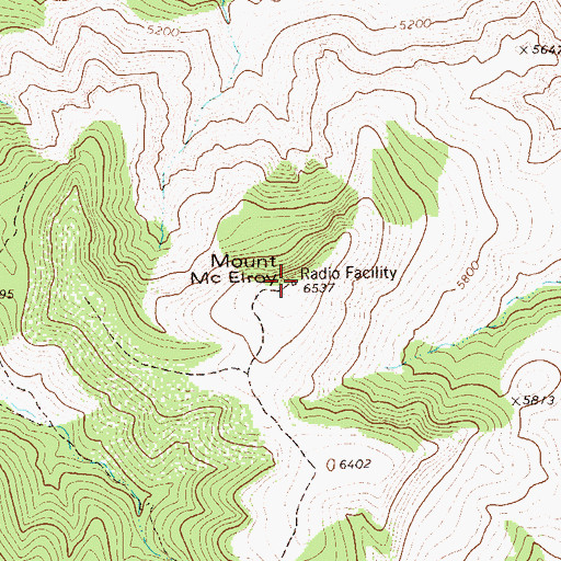 Topographic Map of Mount McElroy, TX