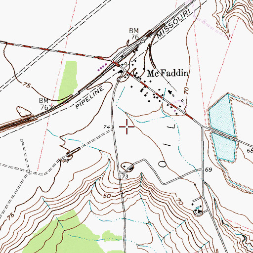 Topographic Map of McFaddin Oil Field, TX