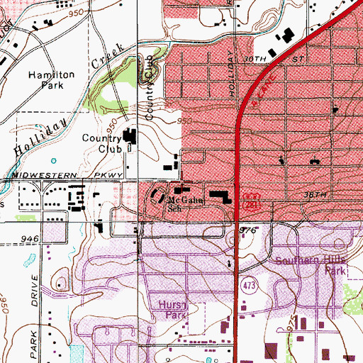 Topographic Map of McGaha School, TX