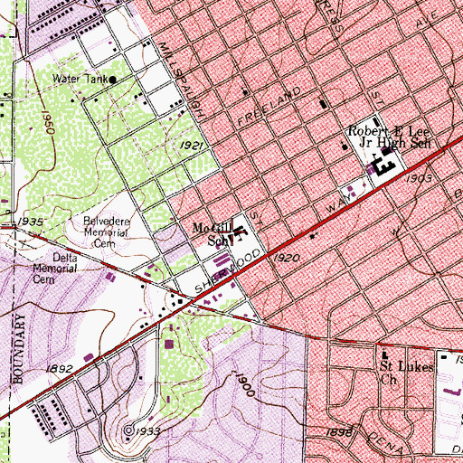 Topographic Map of McGill School, TX