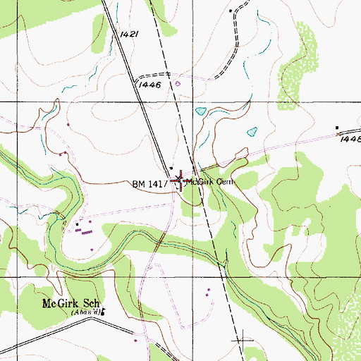 Topographic Map of McGirk Cemetery, TX