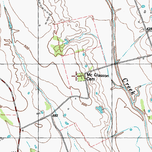 Topographic Map of McGlasson Cemetery, TX