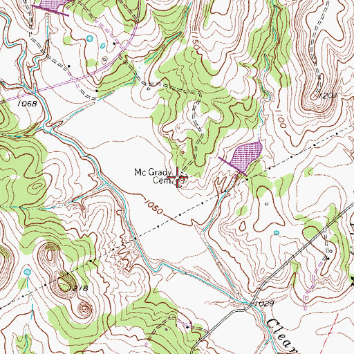 Topographic Map of McGrady Cemetery, TX