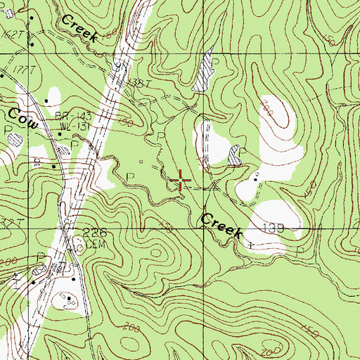 Topographic Map of McGraw Creek, TX