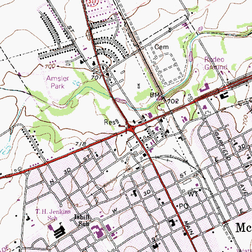 Topographic Map of McGregor, TX