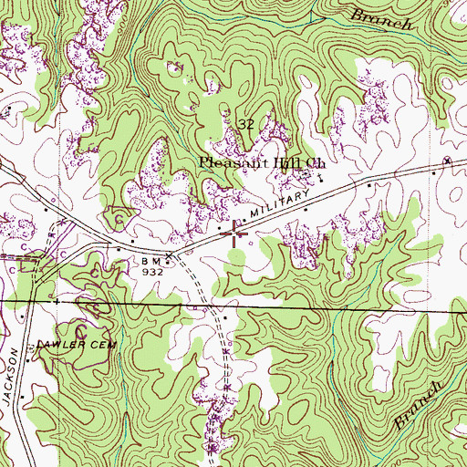 Topographic Map of Pleasant Hill, AL